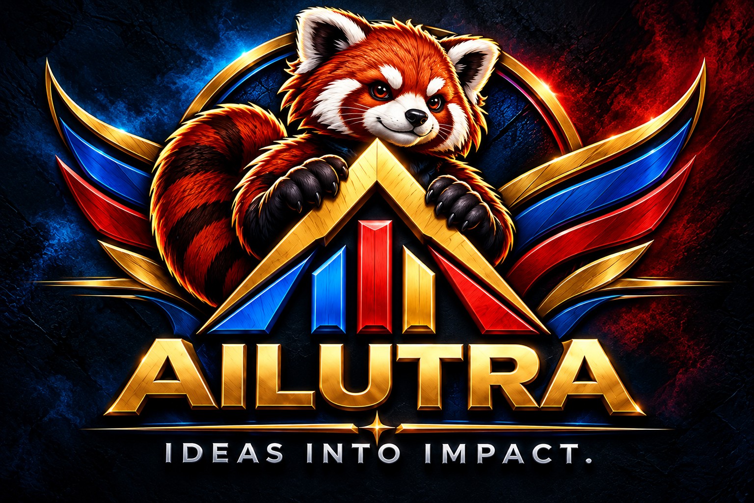 Original Ailutra red panda and winged gold brand logo